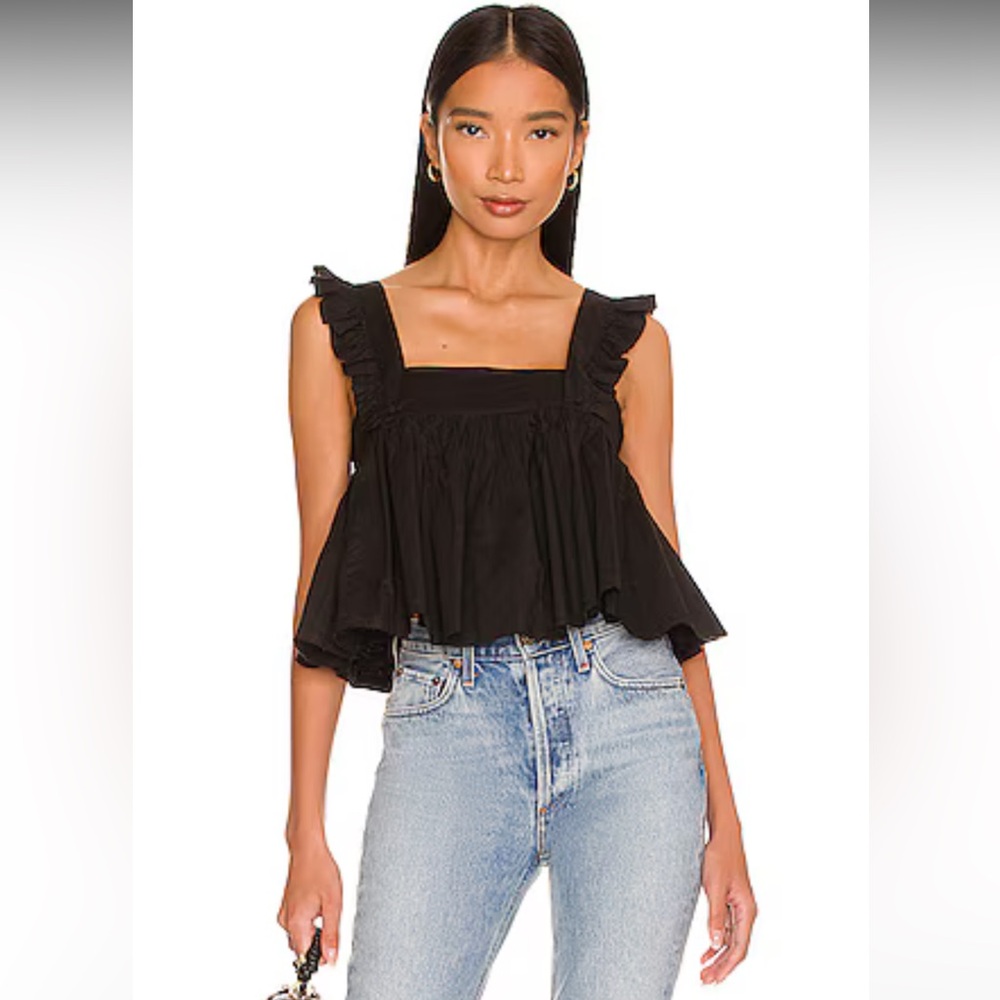 NWT Selkie The Caviar Ruffle Apron Top in Black 6X